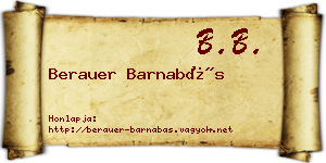 Berauer Barnabás névjegykártya